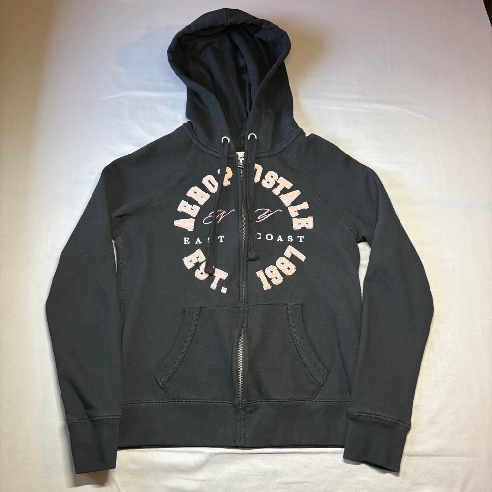 Vintage aeropostle black zip up hoodie